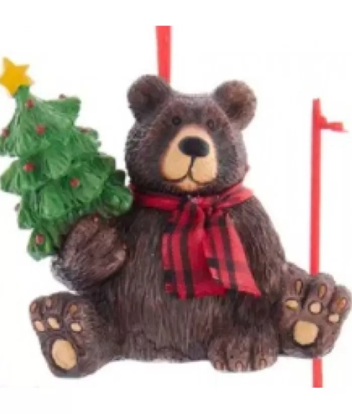 Boutique de Noël Brown Bear With Tree Ornament