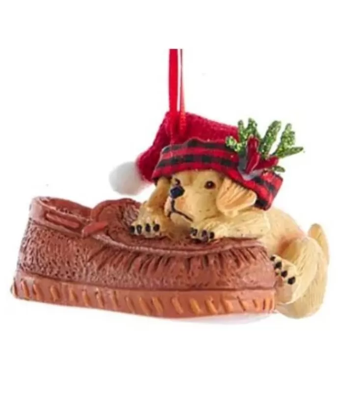 Boutique de Noël Brown Dog In Shoe Ornament