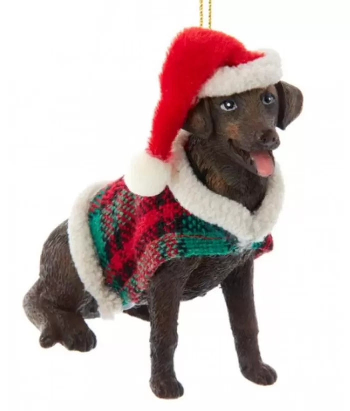 Boutique de Noël Brown Labrador Ornament With Coat