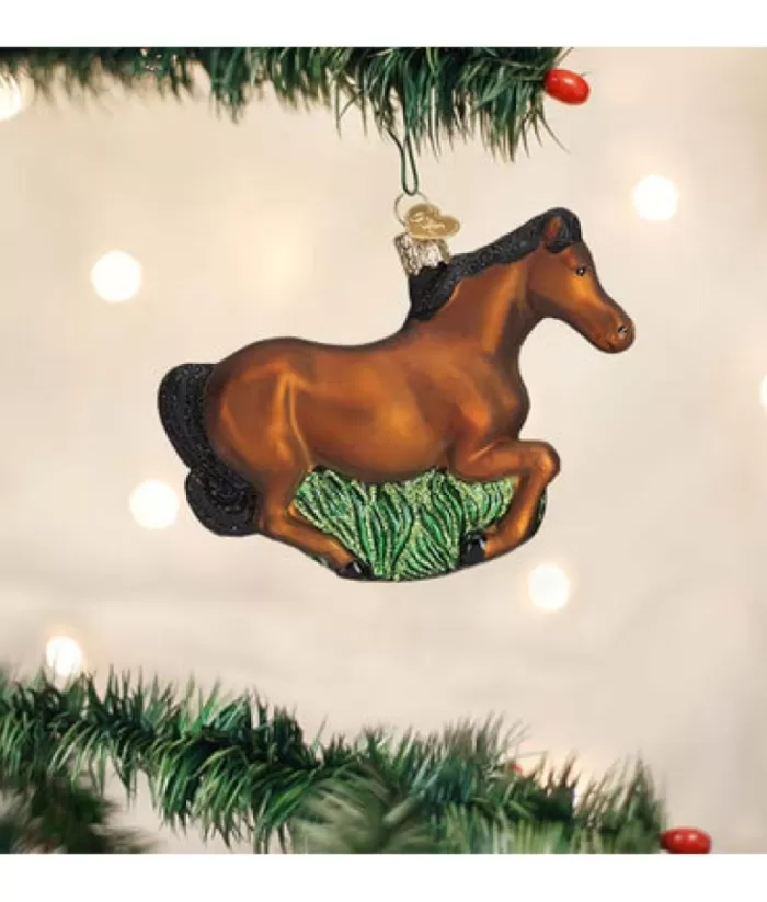 Boutique de Noël Brown Mustang Glass Ornament