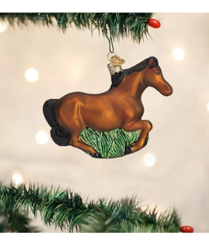 Boutique de Noël Animaux*Brown Mustang Glass Ornament