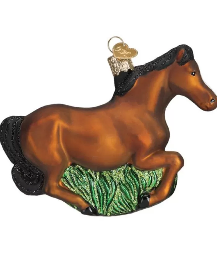 Boutique de Noël Brown Mustang Glass Ornament