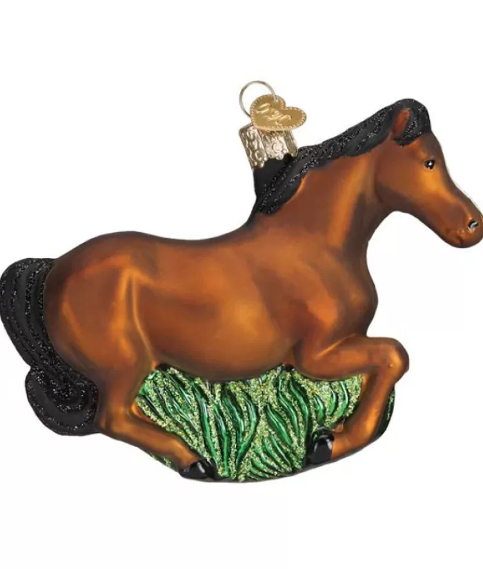 Boutique de Noël Animaux*Brown Mustang Glass Ornament