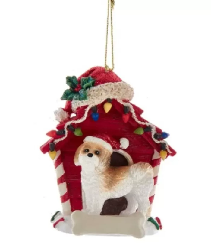 Boutique de Noël Brown Shih-Tzu Ornament With Doghouse