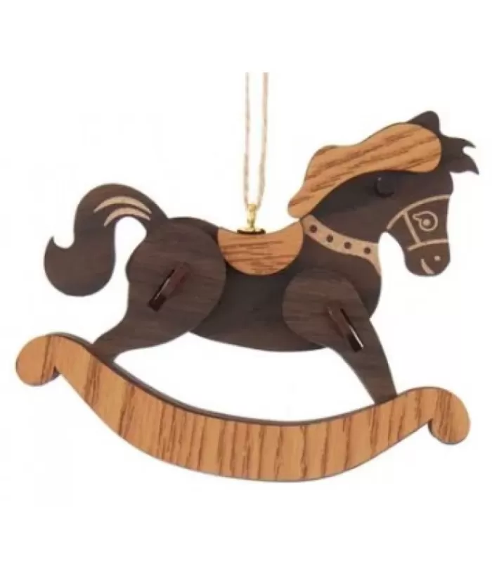 Boutique de Noël Brown Wood Rocking Horse Ornament