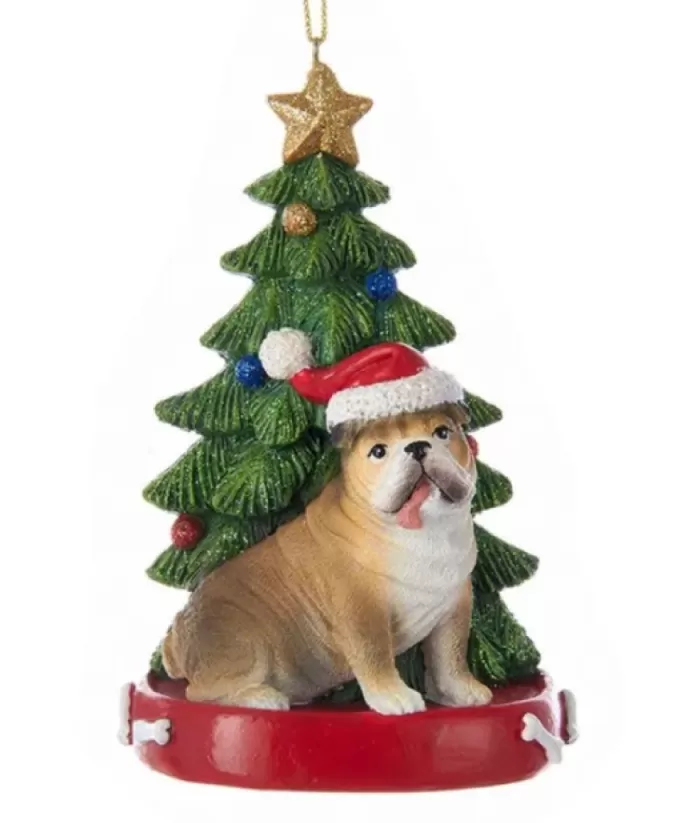 Boutique de Noël Bulldog Ornament With Christmas Tree