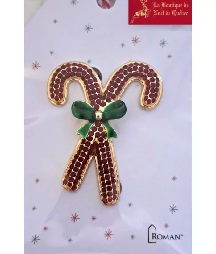 Boutique de Noël Candy Cane Shaped Festive Brooch