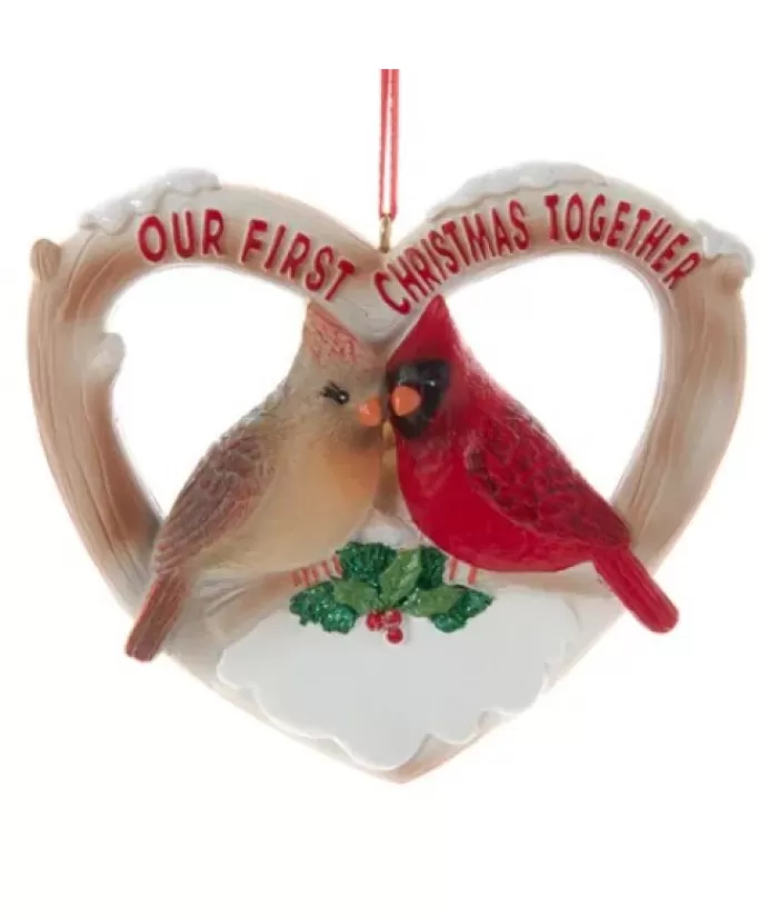 Boutique de Noël Famille & Amitiés*Cardinal Couple ''Our First Christmas'' Ornament