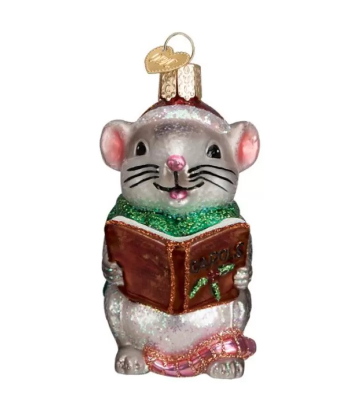 Boutique de Noël Caroling Mouse Glass Ornament