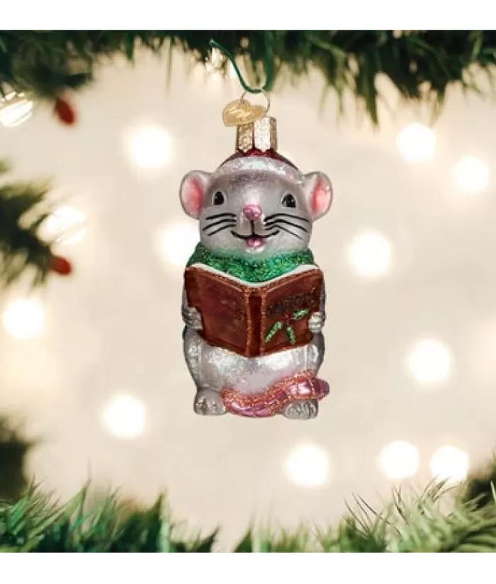 Boutique de Noël Animaux*Caroling Mouse Glass Ornament