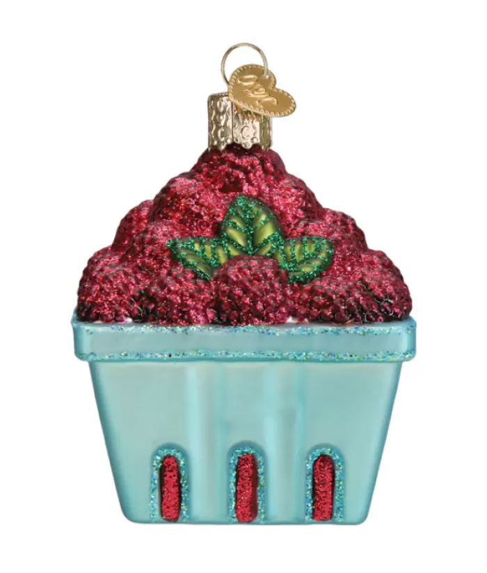 Boutique de Noël Nourriture & Breuvages*Carton Of Raspberries Glass Ornament