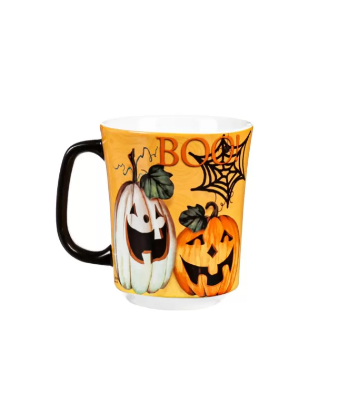 Boutique de Noël Vaisselles De Noël*Ceramic Cup, "Boo!" Message & Pumpkin Design, 14 Oz