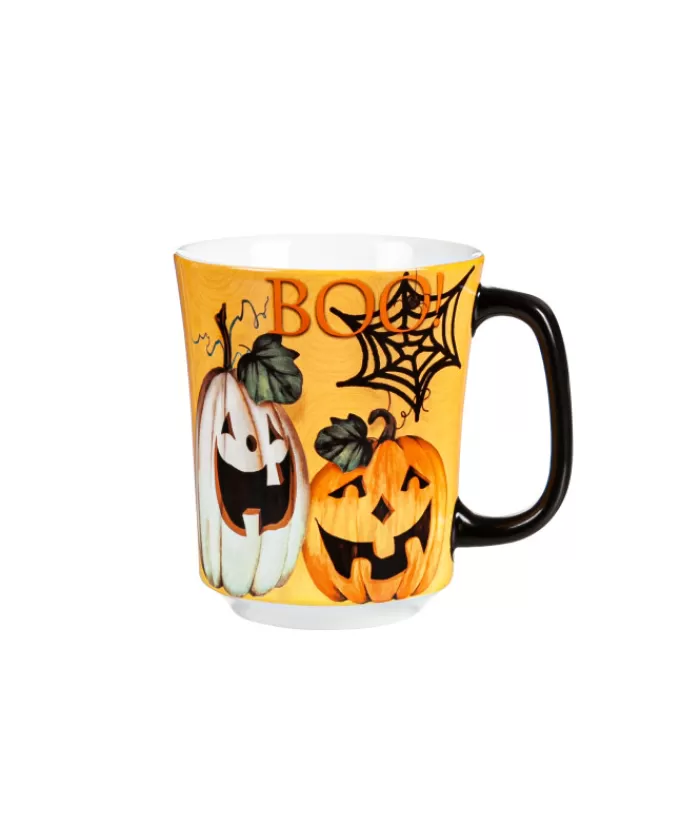 Boutique de Noël Vaisselles De Noël*Ceramic Cup, "Boo!" Message & Pumpkin Design, 14 Oz