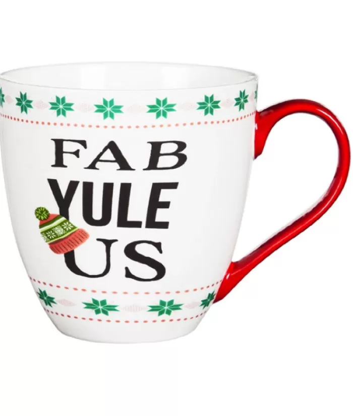 Boutique de Noël Vaisselles De Noël*Ceramic Cup, "Fab Yule Us" Message, 17 Oz