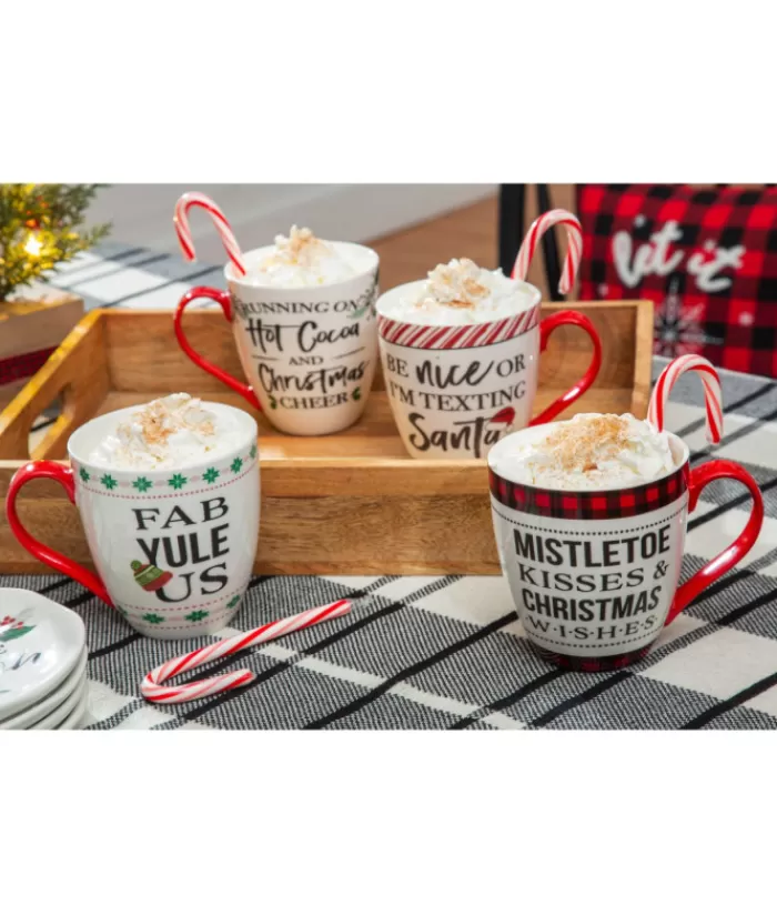 Boutique de Noël Vaisselles De Noël*Ceramic Cup, "Fab Yule Us" Message, 17 Oz