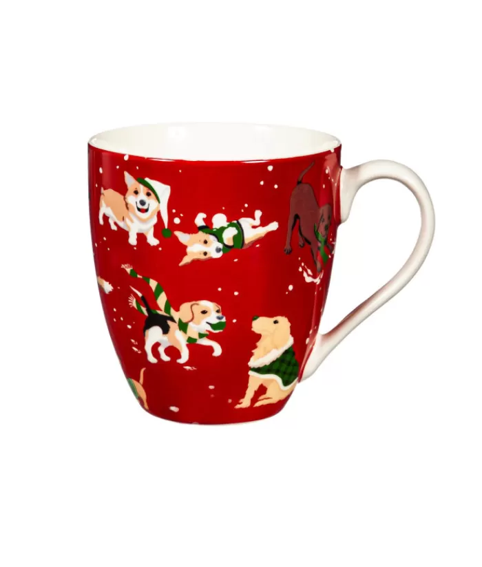 Boutique de Noël Vaisselles De Noël*Ceramic Mug, Frolicking Dogs Design, 17 O