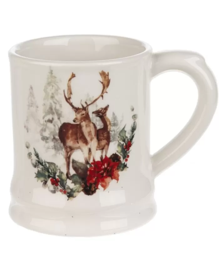Boutique de Noël Ceramic Mug, Stag In Forest