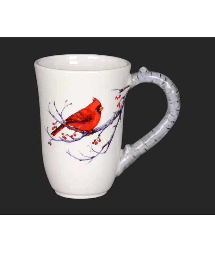 Boutique de Noël Vaisselles De Noël*Ceramic Mug, White, With Red Cardinal, 5" Tall