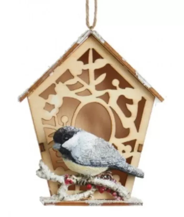 Boutique de Noël Animaux*Chickadee With Birdhouse Ornament