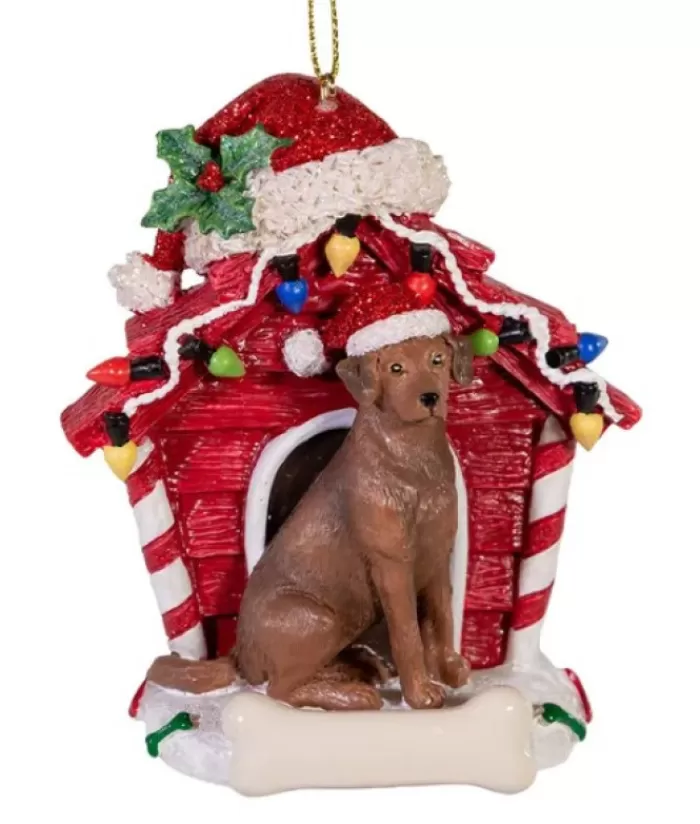 Boutique de Noël Chiens*Chocolate Labrador Ornament With Doghouse