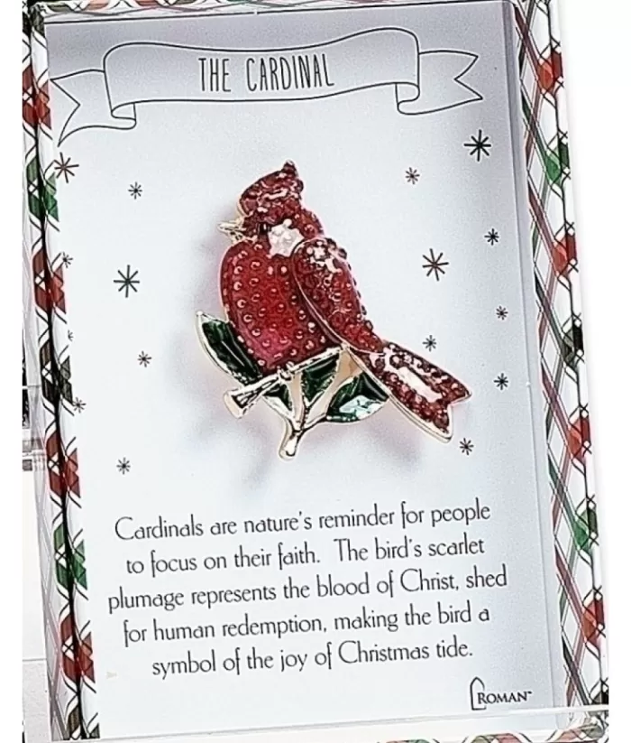 Boutique de Noël Christmas Brooch, Red Cardinal Shape