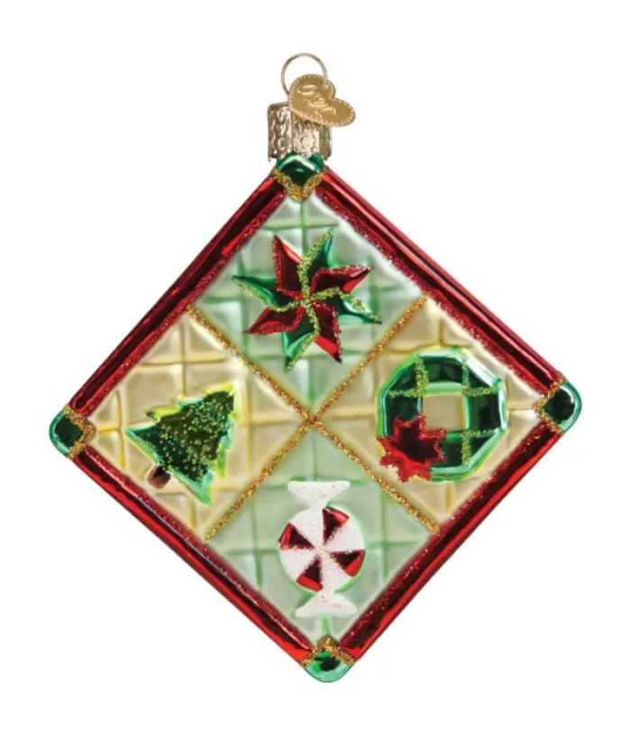 Boutique de Noël Christmas Quilt Glass Ornament