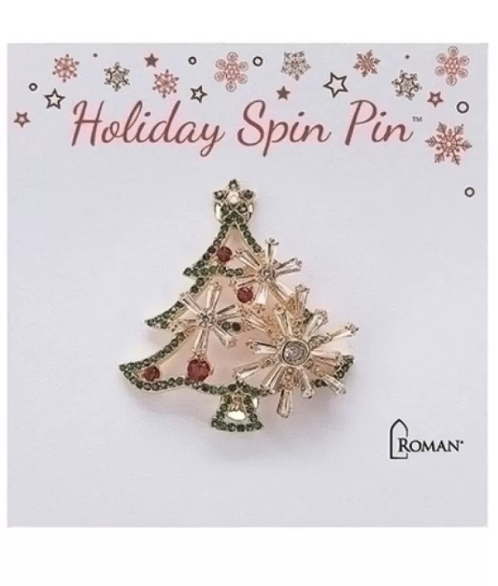 Boutique de Noël Bijoux*Christmas Tree Brooch, With Spinning Ornaments