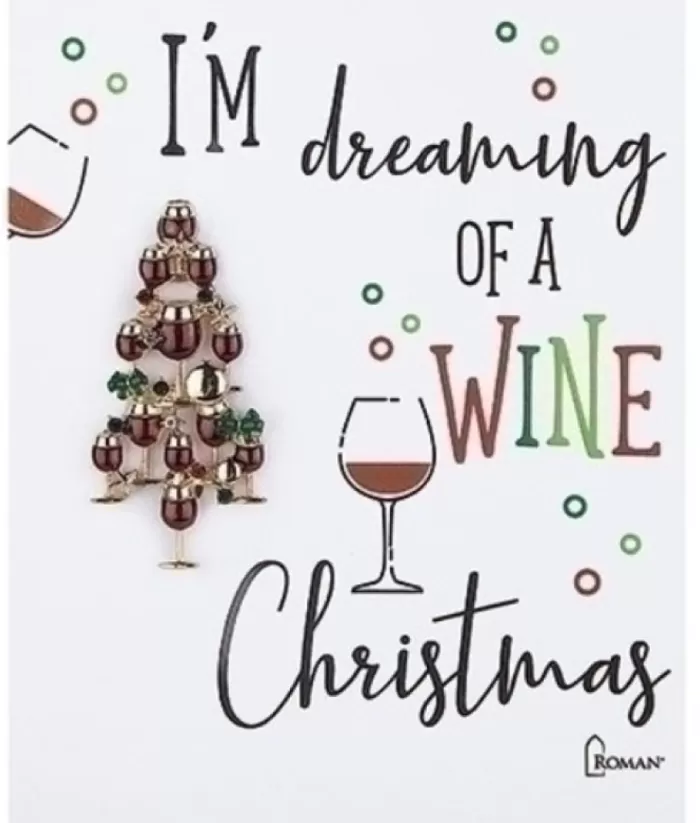 Boutique de Noël Christmas Wine Lovers Brooch, "I'M Dreaming Of A Wine Christmas"