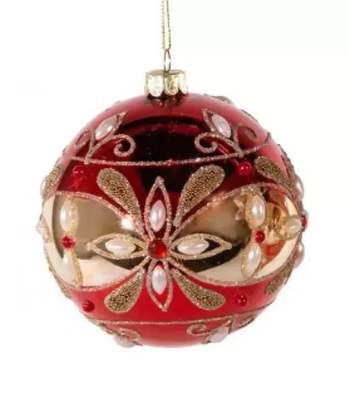 Boutique de Noël Classic Red/Gold Glass Ball Ornament