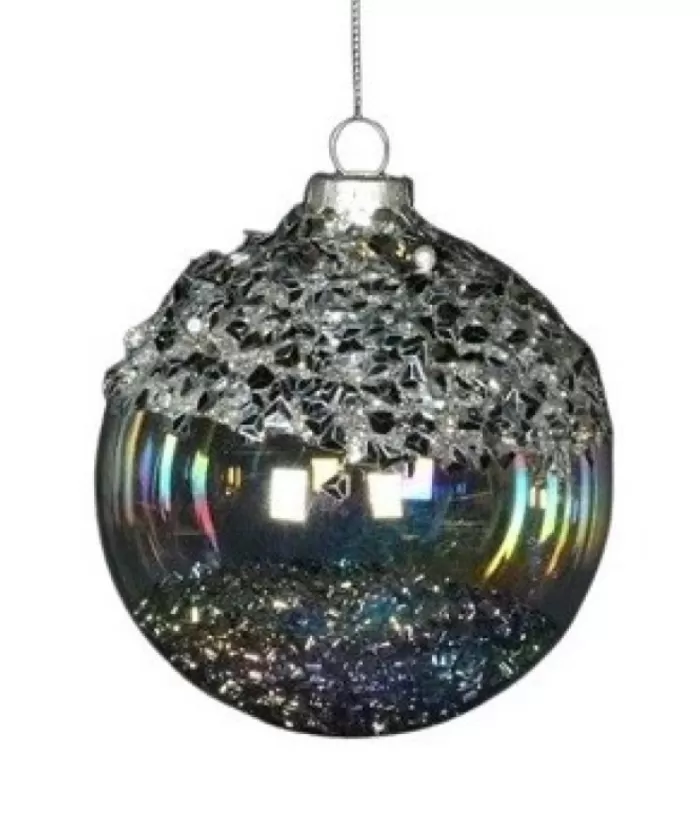 Boutique de Noël Clear Glass Ball Ornament With Rainbow Effect, 80Mm