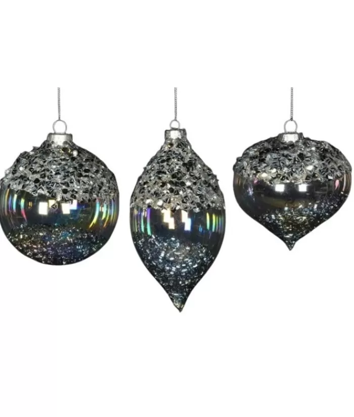 Boutique de Noël Flocons & Étoiles*Clear Glass Ball Ornament With Rainbow Effect, 80Mm