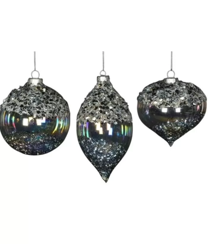 Boutique de Noël Clear Glass Ball Ornament With Rainbow Effect, 80Mm