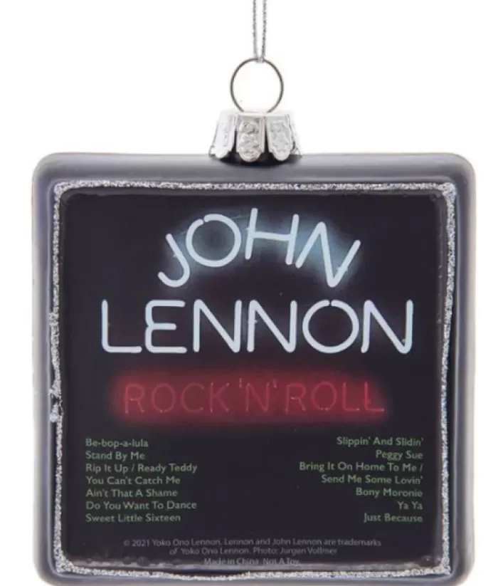 Boutique de Noël Collectible Ornament In Glass, 1975 Vinyl Record "Rock And Roll" By John Lennon