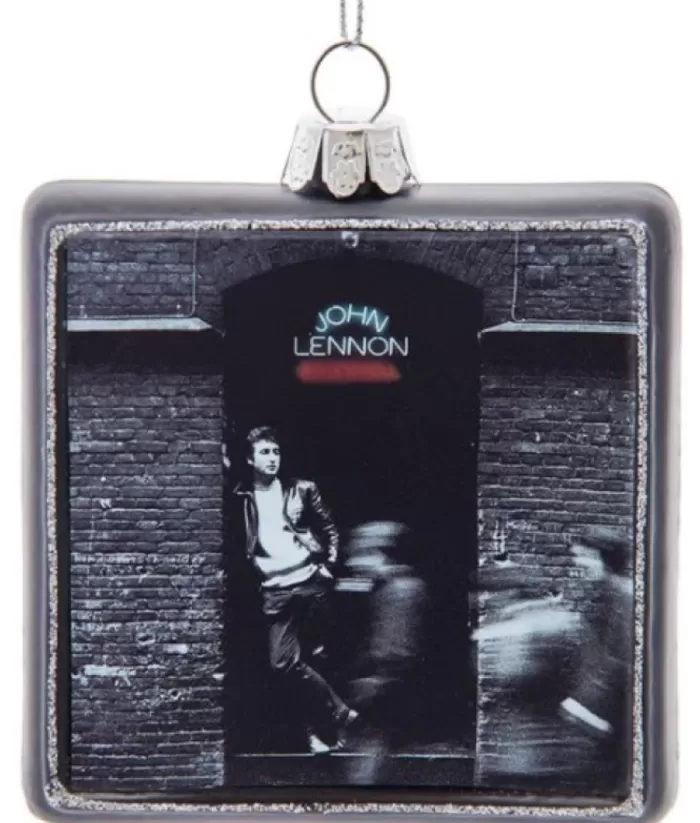 Boutique de Noël Collectible Ornament In Glass, 1975 Vinyl Record "Rock And Roll" By John Lennon