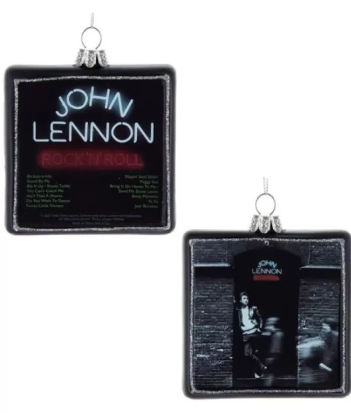 Boutique de Noël Collectible Ornament In Glass, 1975 Vinyl Record "Rock And Roll" By John Lennon