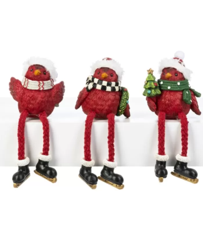 Boutique de Noël Divers*Cozy Cardinal With Checkered Scarf, Table Decoration, 4" Tall
