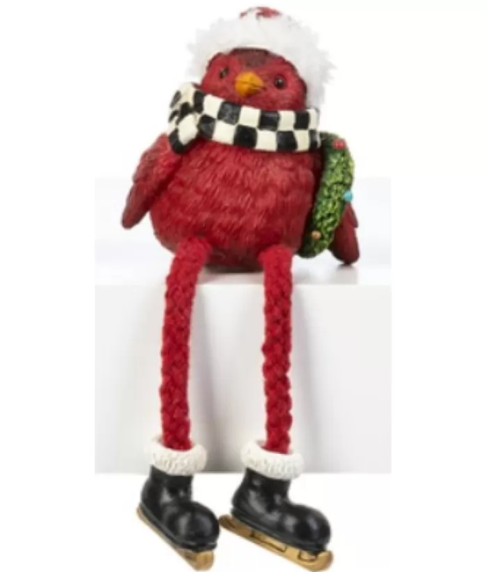 Boutique de Noël Cozy Cardinal With Checkered Scarf, Table Decoration, 4" Tall
