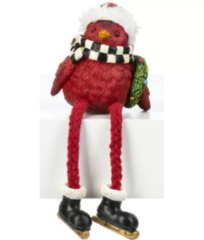 Boutique de Noël Divers*Cozy Cardinal With Checkered Scarf, Table Decoration, 4" Tall