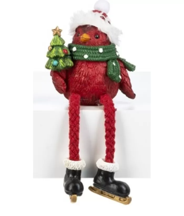 Boutique de Noël Cozy Cardinal With Green Scarf, Table Decoration, 4" Tall
