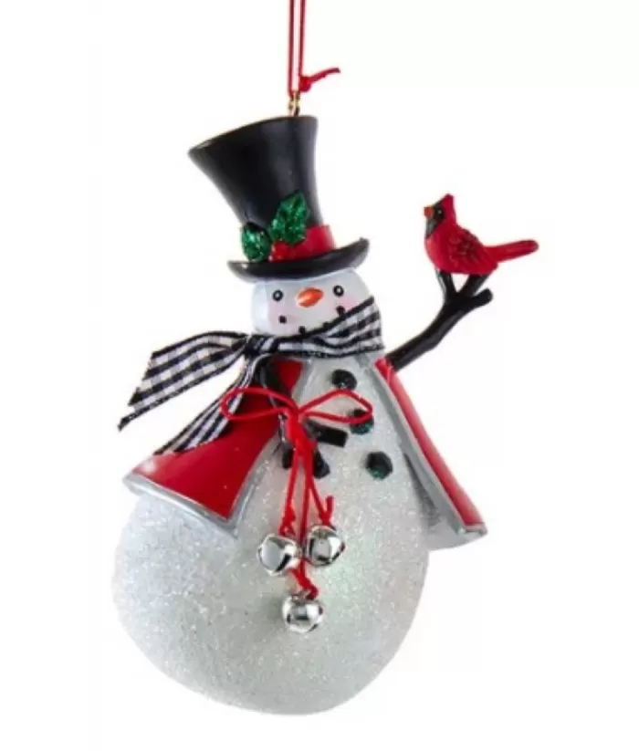 Boutique de Noël Cozy Snowman With Bells Ornament