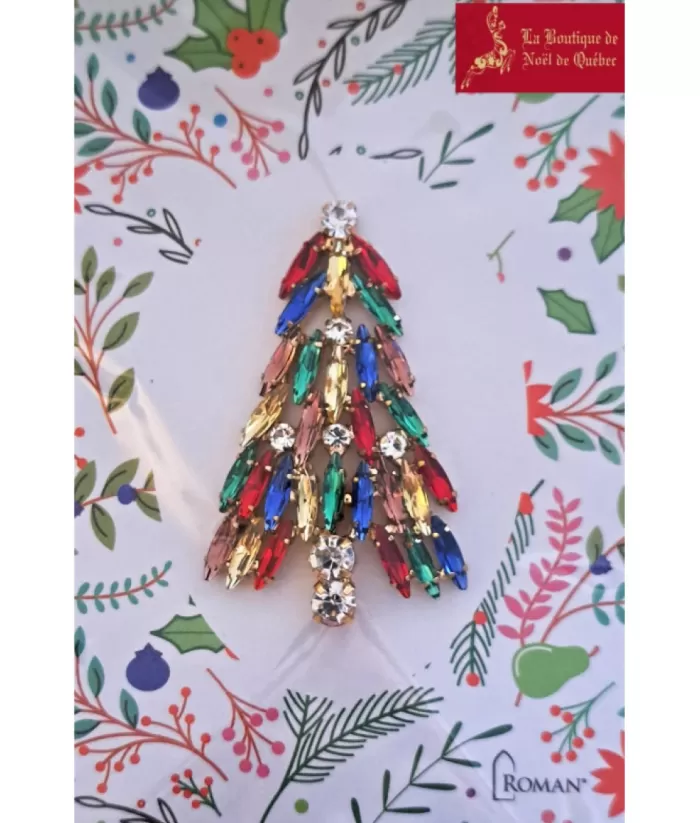 Boutique de Noël Crystal Xmas Tree Shaped Brooch