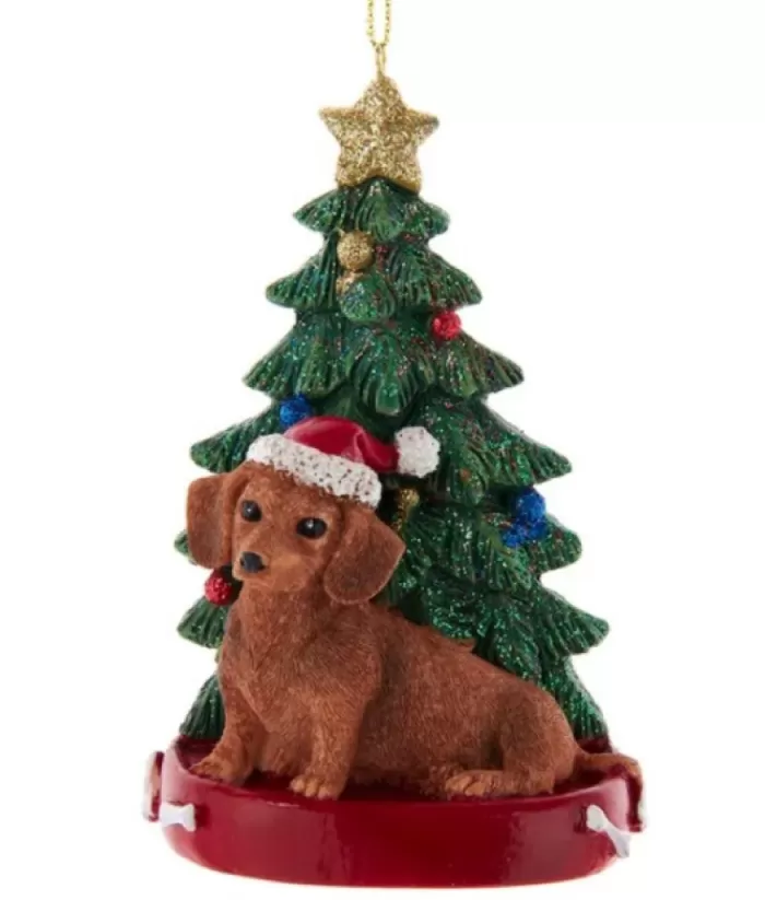 Boutique de Noël Dachshund Ornament With Christmas Tree