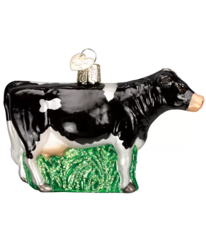 Boutique de Noël Dairy Black Cow Glass Ornament