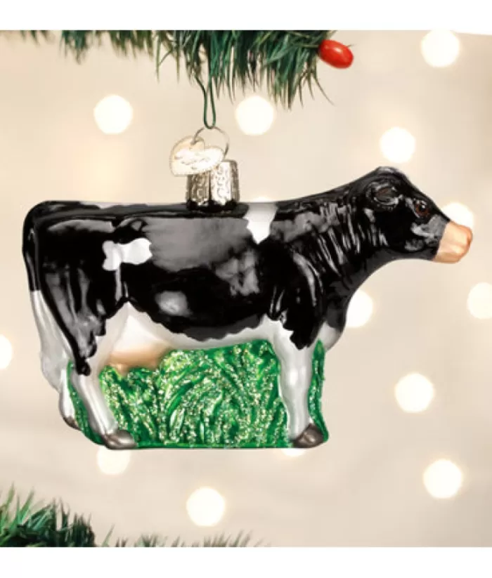 Boutique de Noël Dairy Black Cow Glass Ornament