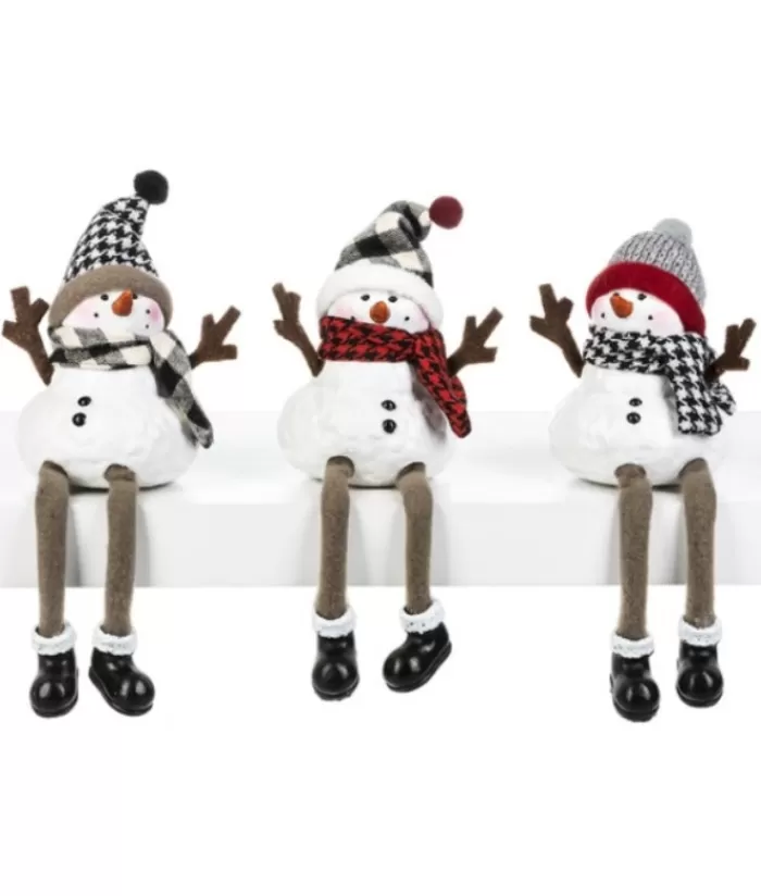 Boutique de Noël Bonhommes De Neige*Dangling Leg Cosy Snowman, Shelf Ornament