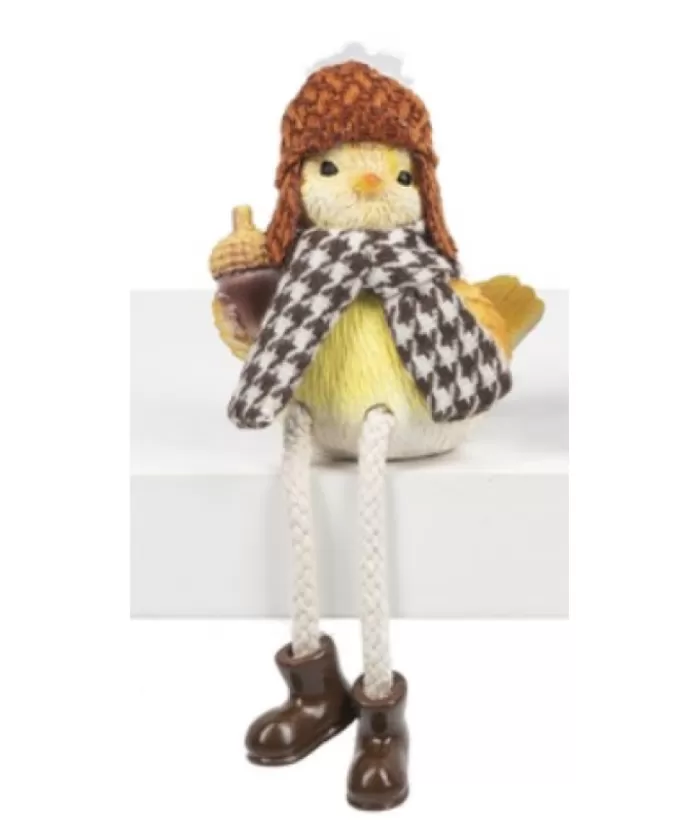 Boutique de Noël Dangling Legs, Cosy Bird, With Acorn, Shelf Ornament