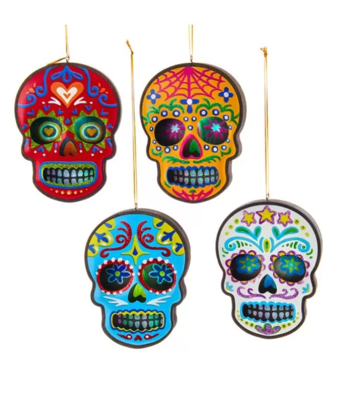 Boutique de Noël Day Of The Dead Blue Skull Ornament