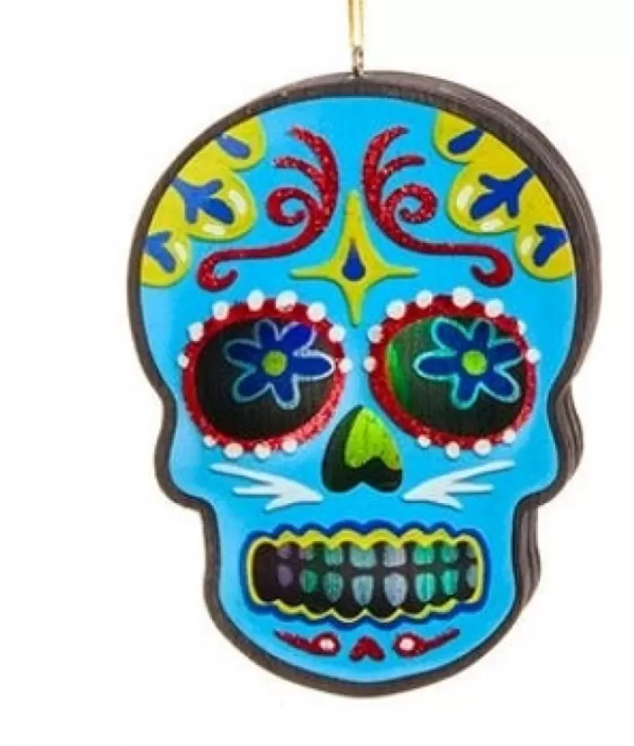 Boutique de Noël Day Of The Dead Blue Skull Ornament