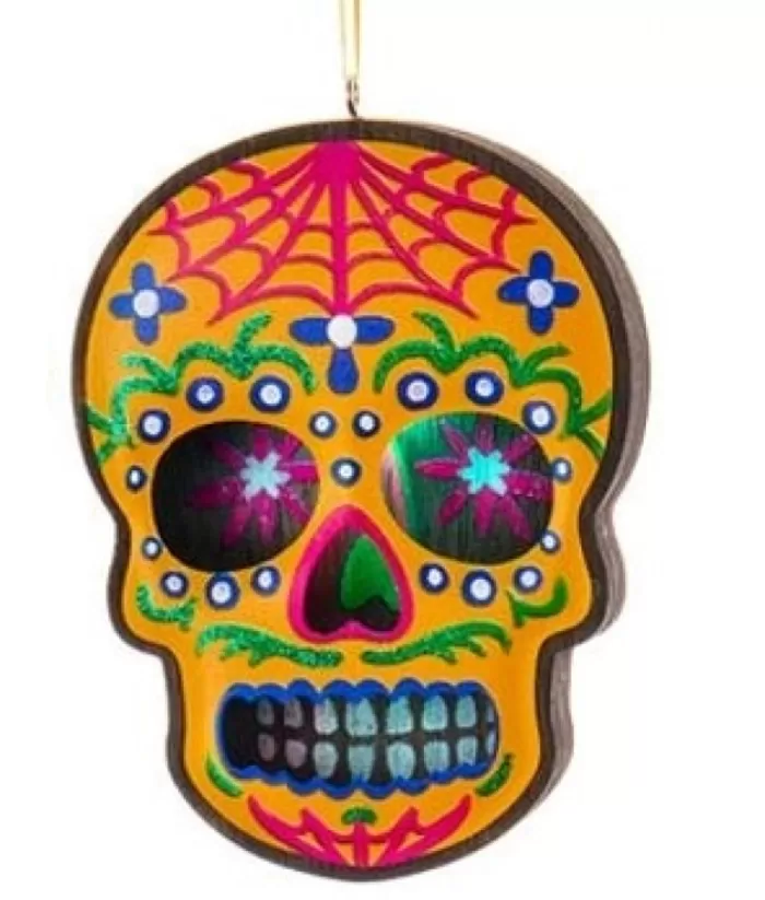 Boutique de Noël Day Of The Dead Yellow Skull Ornament