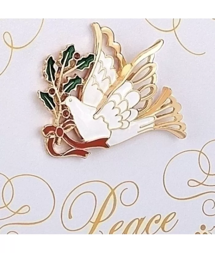 Boutique de Noël Bijoux*Dove Shaped Brooch "Peace On Earth"